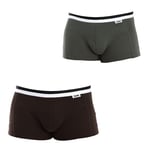 Dim Unno Lot de 2 boxers en coton élastique pour homme, marron-vert, XL