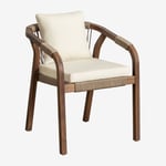 Chaise De Jardin Avec Accoudoirs En Bois D'acacia Dubaï Blanc Gardenia Brun Acacia Foncé