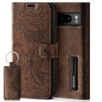 SURAZO Étui de Protection en Cuir pour Google Pixel 8 Pro - Étui de Protection Rabattable en Cuir véritable [ Aimant, Compartiment pour Cartes, Protection RFID ] Étui à Rabat en Cuir (Motif Floral