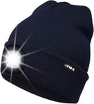 ATNKE LED Bonnet Lampe Frontale,USB Rechargeable Chapeau de Course Ultra Lumineux 4 LED Étanche Lumière Hiver Chaud Phare Cadeaux pour Hommes et Femmes/Navy