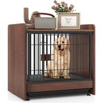 Costway - Cage pour Chien 2 en 1, Cage Chien Intérieur Plateau Amovible Porte Verrouillable, Niche pour Chien de Taille s/m, Table d'Appoint 62 ×