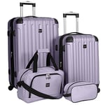 Travelers Club Midtown Hardside 4-Piece Luggage Travel Set, Lilac, 4-Piece Set, Midtown Hardside 4-Piece Luggage Travel Set