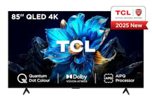 TCL 85P7K-UK 85" QLED 4K Ultra HD HDR Google TV (Google Assistant, Freeview Play, Dolby Atmos, Dolby Vision, HDR10+, 120Hz Game Accelerator, Motion Clarity，2025 New Model)