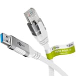 goobay 7,5m LAN-USB Câble 1 Gbit Transfert de données - USB A 3.0 vers RJ45 Ethernet Le câble CAT 6 connecte le routeur et l’ordinateur portable ou le PC - Remplace l’adaptateur USB vers LAN - 74162