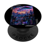 Horizon urbain japonais futuriste Cyberpunk City UFO PopSockets PopGrip Interchangeable