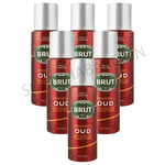 6 x BRUT OUD MENS DEODORANT BODY SPRAY 200ml LONG-LASTING