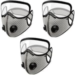 Masque de sport 3 pièces avec soupapes d'expiration, masque de sport anti-poussière réglable de protection personnelle