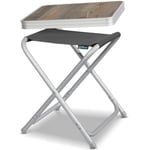 Homecall Tabouret de camping pliable en aluminium, avec partie supérieure en panneau MDF (Gris)