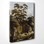 Big Box Art Roelof Van Vries Cottage on a River Canvas Wall Art Print Ready to Hang Picture, 30 x 20 Inch (76 x 50 cm), Multi-Coloured