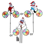 3D Stor Snögubbe Jultomte på Cykel Väderkvarn Vindspinnare Whirligig Trädgård