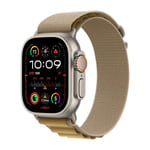 Apple Watch Ultra 2 GPS + Cell 49 mm naturlig titan, klassisk brun alpine loop - M