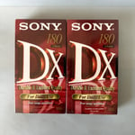 2x SONY DX 180 3 Hours VHS E-180DXf Blank Recordable Video Cassette Tapes SEALED