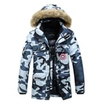 Doudoune Homme De Marque À Capuche Imprimé Camouflage Manteau Homme Mi-Longue Hiver Chaud Parka Homme En Coton -Zs306981