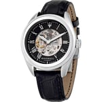 Maserati Traguardo Automatic Watch Men R8821112004 Black Leather Skeleton