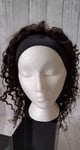 Human Hair Band Wig - Natural Black, Adjstable Bands Deep Wave 20"