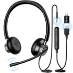 Casque PC Filaire avec Micro New Bee Casque Type-C USB 3,5 mm Casque d'écoute Oreillette Professionnelle pour Webinaire Skype Chat Cours en Ligne et Musique