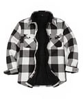 ZENTHACE Veste chemise chaude en flanelle avec doublure en polaire Sherpa pour homme (doublure en polaire sherpa), Plaid Buffalo Noir et Blanc, M