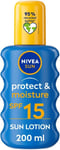 NIVEA SUN Protect & Moisture Sun Spray SPF 15 (200ml), Moisturising Suncream