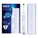 Oral-B Genius X Electric Toothbrush with Artificial Intelligence, App Connected Handle, 1 Toothbrush Head & Travel Case, 6 Mode Display with Teeth Whitening, 2 Pin UK Plug, White