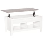 HOMCOM Table Basse relevable 2 niches et Coffre en Bois Blanc