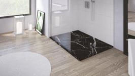 Receveur de douche 80x100 cm extra plat, résine et minéral, marbre noir, Ayor Bathroom Nola