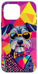 Coque pour iPhone 16 Pro Max Figurine schnauzer miniature tendance et colorée Pop Art