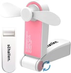 Handheld Mini Fan Portable Folding Pocket Fan USB Rechargeable Electric Charging Desk Fan- Pink