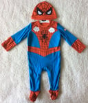 Baby Boys Marvel Spiderman All In One Babygrow Outfit/Fancy Dress Costume ~ 6-9m