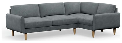 Hutch Slim Velvet Round Arm 5 Seater Corner Sofa- Slate Grey