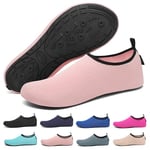 SAGUARO Chaussures Aquatiques Femme Antidérapante Chaussure Eau Respirant Chaussure de Plage Séchage Rapide Chausson Piscine Pieds Nus Chaussettes Aquagym Yoga avec 7 Trous de Drainage Rose GR.40/41