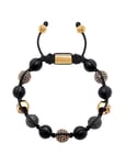 Men's Beaded Bracelet With Matte Onyx And Black/Gold Cz Diam Armband Smycken Gold Nialaya