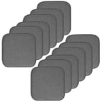 Sweet Home Collection Chair Cushion Memory Foam Pads Honeycomb Pattern Slip Non Skid Rubber Back Rounded Square 16" x 16" Seat Cover, Charlotte Gray - 12 Pack