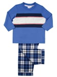 Mini Vanilla Boys Panelled Cotton Winter Pyjamas - Blue - Size 5-6Y