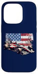 iPhone 14 Pro Vintage Auto Racing Car American Flag 4th of July, Auto Race Case