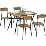 Sobuy - OGT49-F Ensemble de Table à Manger et 4 Chaises Table de Cuisine Cadre en Acier Table 110x70x76cm, Chaises 40x46x86cm