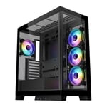 CiT Pro Diamond XR Black Mid Tower Chassis, 4x 120mm ARGB Fans, mITX/mATX/ATX   