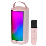 LEMEGA K2 Karaoke Speaker for Kids,Portable Bluetooth Speaker with 1 Wireless Microphone,LED Light and Voice Changing Effect,Kids Karaoke Machines for Girls Boys Birthday Party Gifts (Pink)