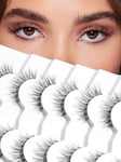 Cat Eye Lashes False Eyelashes Natural 15MM Strip Eyelashes Thin Band Lashes 3D Volume Fake Lashes 7 Pair Soft Eye Lashes Pack Siligli Wispy Eyelash