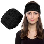 LOPHE Bandeau Cheveux, Bandeau peluche hiver femme, Bandeau Hiver, Bande Elastique Cheveux, Bandeaux D'hiver pour Femme, Bandeau Cheveux Femme Cache Oreille pour Courir Skier,Noir