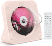 Lecteur CD Bluetooth 5.0 Lecteur CD Enfant Lecteur CD de Bureau Haut-parleurs intégrés avec télécommande Cache-poussière Affichage Radio FM Minuteur Port Casque USB AUX Rose