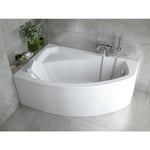 Baignoire Bain d'angle 140x90 Gauche avec tablier en acrylique, Siphon de bain et pieds (support) - Set 4en1 - Fabriqué en UE - BADLAND RIMA