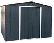 Duramax ECO 8 x 6 (4.77 m2) Metal Garden Storage Shed, Hot-Dipped Galvanized Metal Garden Shed, Tool Storage Shed, Strong Reinforced Roof Structure, Maintenance-Free Metal Shed, Anthracite