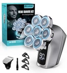 Gisaae Rasoir Tete Chauve Homme, rasoir 7D amélioré pour hommes chauves, rasoir électrique humide/sec étanche IPX7, kit de toilettage de barbe avec écran LED, rasoir rechargeable pour tête chauve