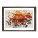 Big Box Art The Orange Sunset Watercolour Framed Wall Art Picture Print Ready to Hang, Walnut A2 (62 x 45 cm)