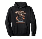 Halloween Witch Cat Broom Spell Magic Moon Retro Vintage Pullover Hoodie