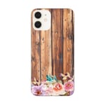 Coque iphone 12 MINI effet bois fleur pastel