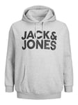 JACK&JONES PLUS Men's JJECORP Logo Sweat Hood NOOS PS Hooded Sweatshirt, Light Grey Melange, 5XL