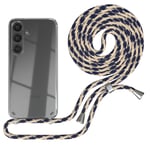 For Samsung Galaxy S24 Phone Case with Shoulder Strap Chain Taupe Camouflage