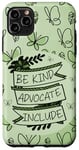 Coque pour iPhone 11 Pro Max Green Doodle Butterfly Be Kind Advocate Inclut Gentiment