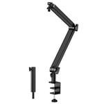 YOUSHARES Mic Boom Arm Stand for Blue Yeti Mic, HyperX QuadCast Mic, Shure MV7 Mic and Most USB Microphones, with Extension Tubes, Mic Arm Designed for Podcast and Streaming (Black)